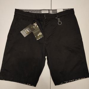 Mens Denim and Flower Shorts- black